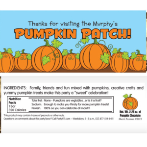 Pumpkin Party Theme Candy Bar Wrapper