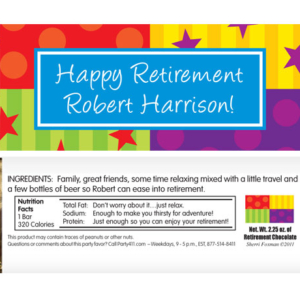 A Retirement Celebration Theme Candy Bar Wrapper