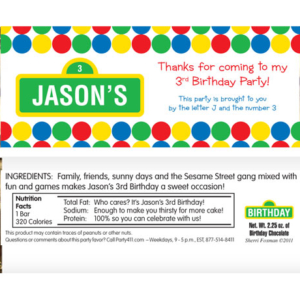 Birthday Sesame Street Theme Candy Bar Wrapper