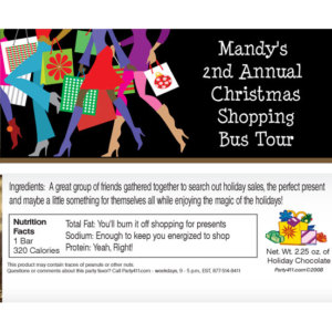 Christmas Shopping Theme Candy Bar Wrapper