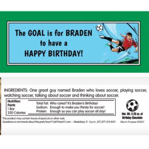 Soccer Boy Theme Candy Bar Wrapper