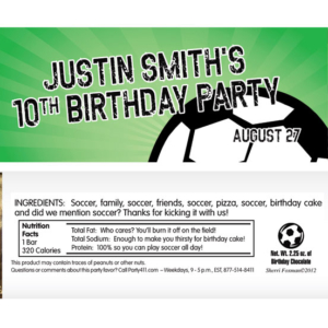 Soccer Ball Party Theme Candy Bar Wrapper