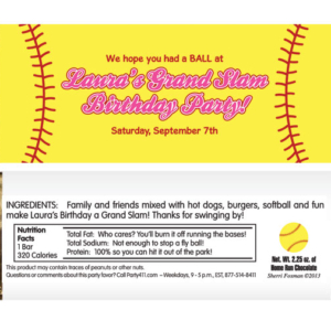 Softball Theme Candy Bar Wrapper