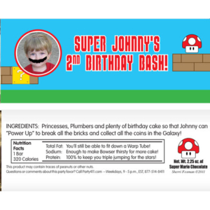 Birthday Super Mario Brothers Theme Candy Bar Wrapper