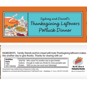 Thanksgiving Potluck Theme Candy Bar Wrapper