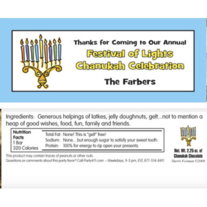Chanukah Menorah Theme Candy Bar Wrapper