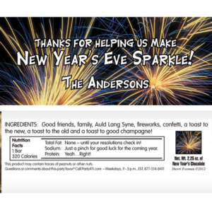 New Years Eve Fireworks Theme Candy Bar Wrapper