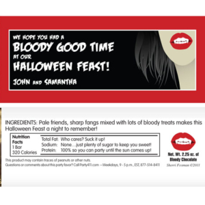 Halloween Vampire Theme Candy Bar Wrapper