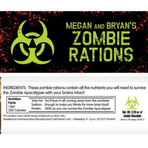 Zombie Theme Candy Bar Wrapper